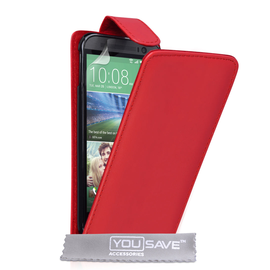 YouSave Accessories HTC One M8 Leather-Effect Flip Case - Red