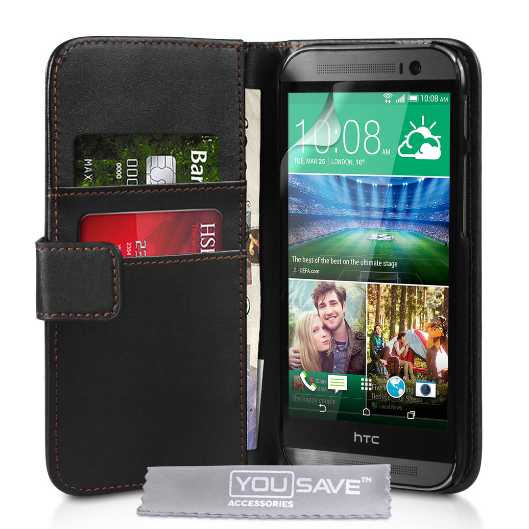 YouSave Accessories HTC One M8 Leather-Effect Wallet Case - Black