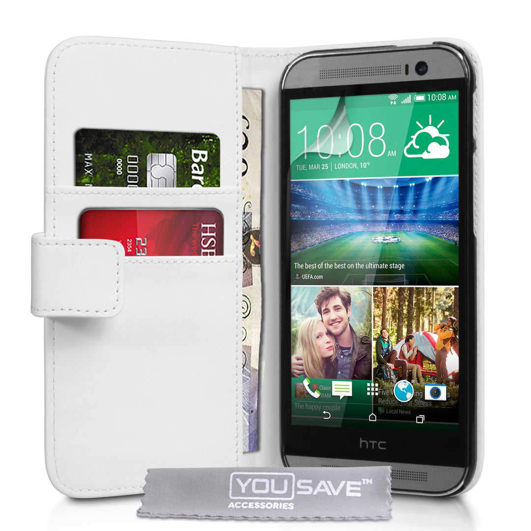 YouSave Accessories HTC One M8 Leather-Effect Wallet Case - White