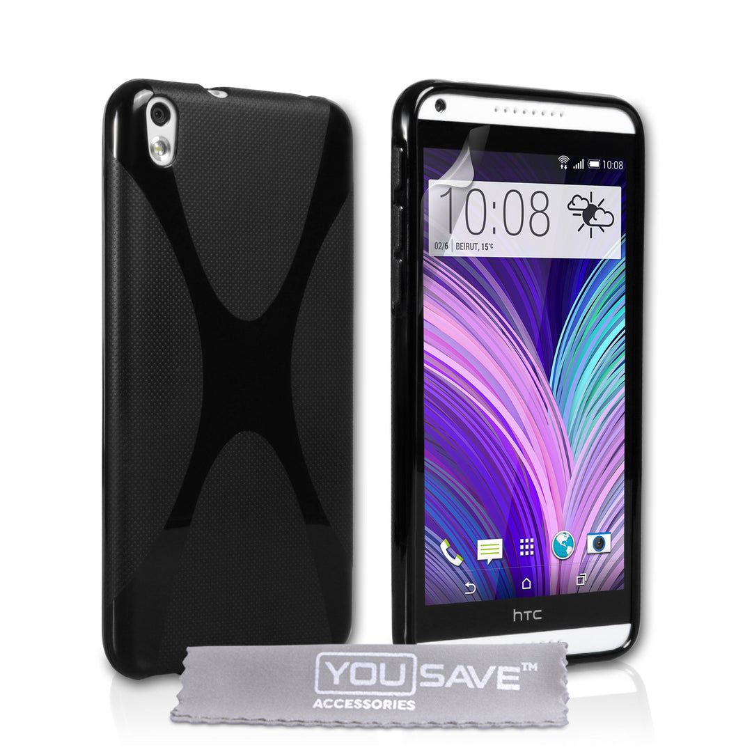 YouSave Accessories HTC Desire 816 Silicone Gel X-Line Case - Black