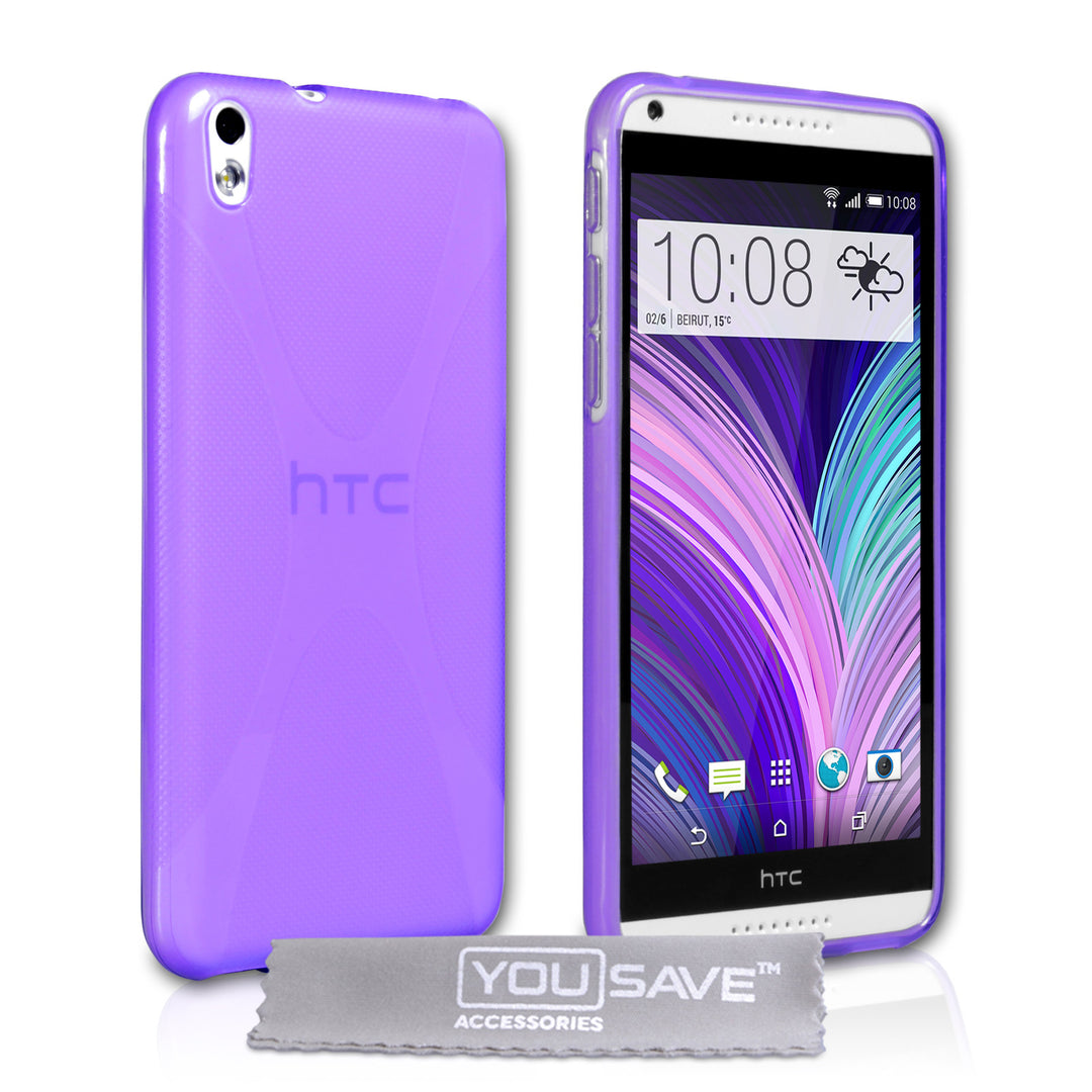 YouSave Accessories HTC Desire 816 Silicone Gel X-Line Case - Purple
