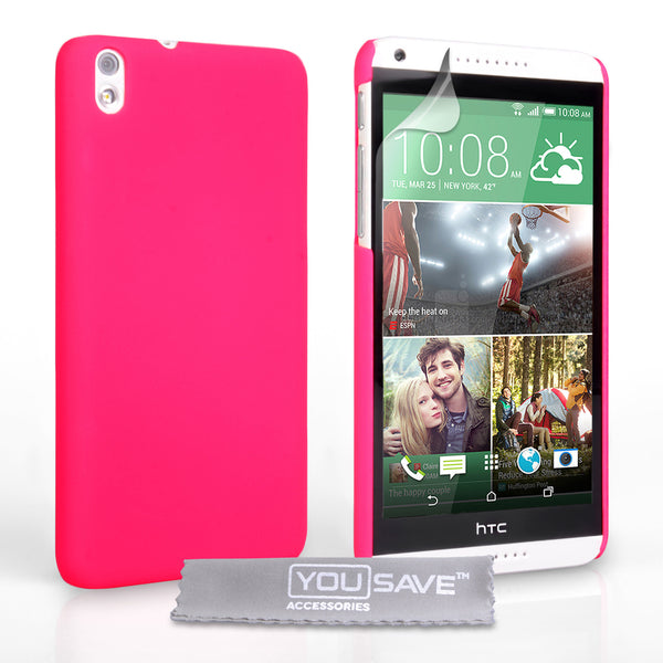 YouSave Accessories HTC Desire 816 Hard Hybrid Case - Hot Pink
