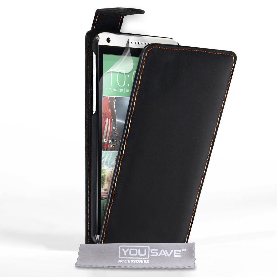 YouSave Accessories HTC Desire 816 Leather-Effect Flip Case - Black