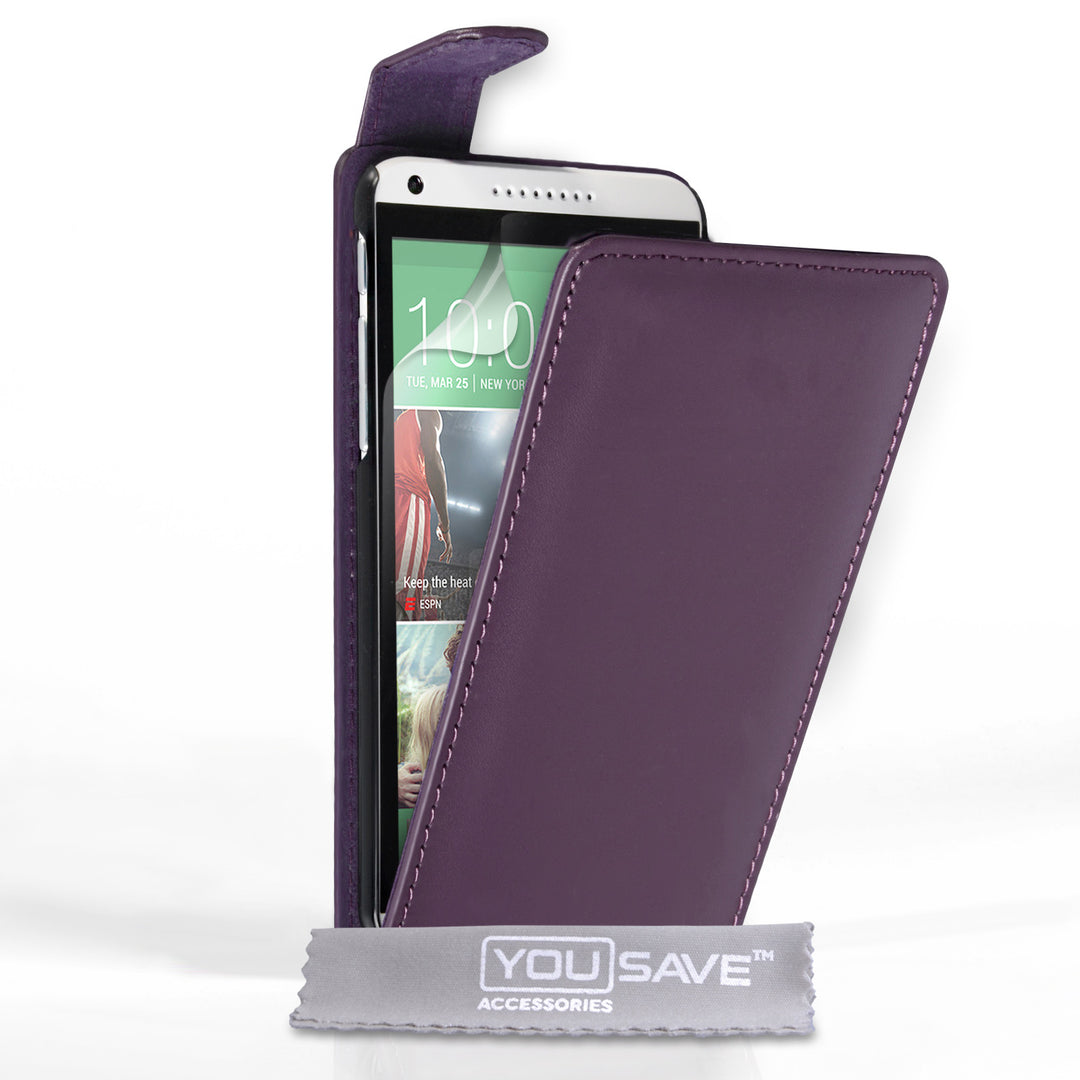YouSave Accessories HTC Desire 816 Leather-Effect Flip Case - Purple