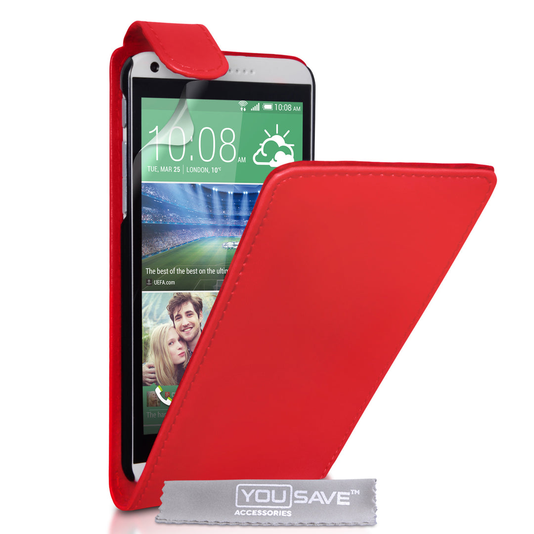 YouSave Accessories HTC Desire 816 Leather-Effect Flip Case - Red