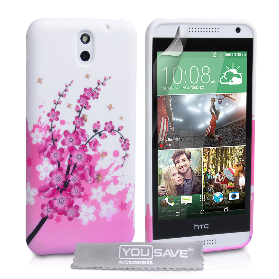 YouSave Accessories HTC Desire 610 Floral Bee Silicone Gel Case