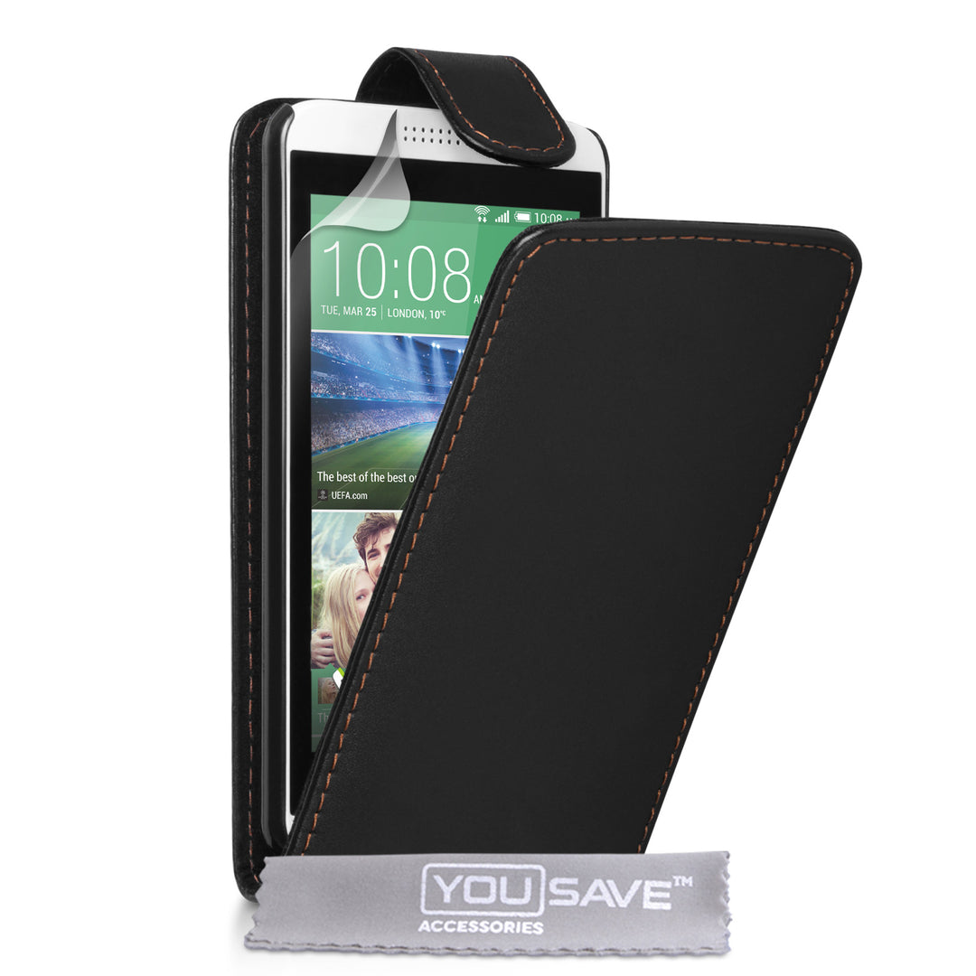 YouSave Accessories HTC Desire 610 Leather-Effect Flip Case - Black