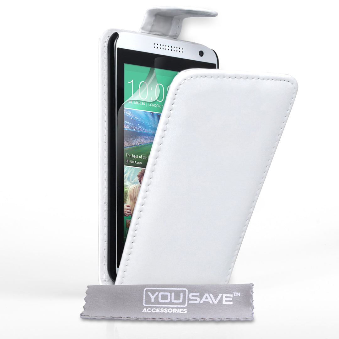 YouSave Accessories HTC Desire 610 Leather-Effect Flip Case - White