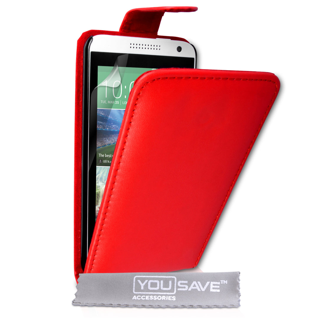 YouSave Accessories HTC Desire 610 Leather-Effect Flip Case - Red