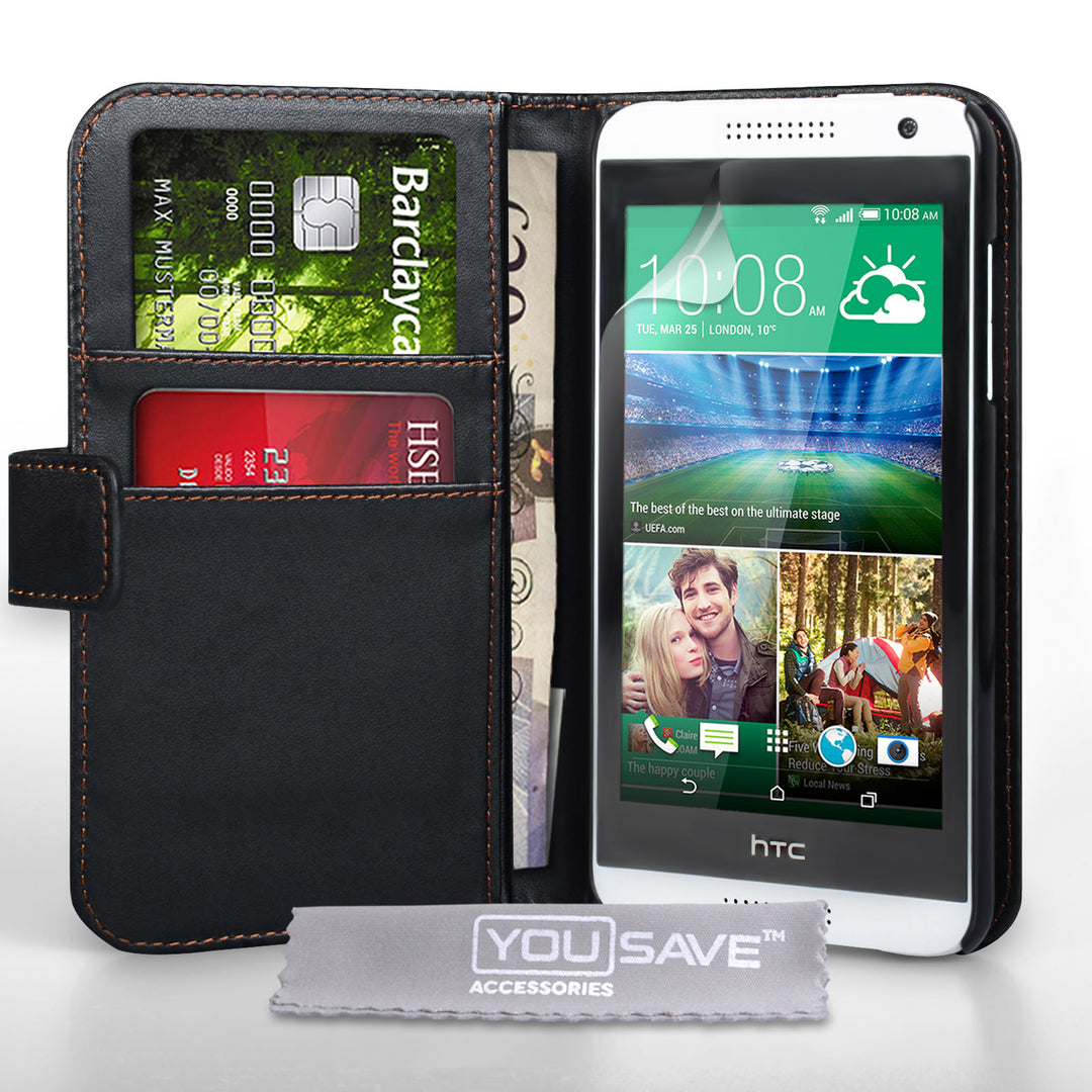 YouSave Accessories HTC Desire 610 Leather-Effect Wallet Case - Black
