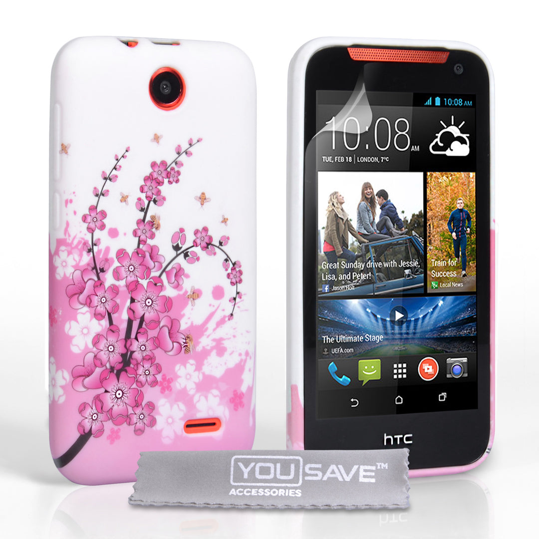 YouSave Accessories HTC Desire 310 Floral Bee Silicone Gel Case