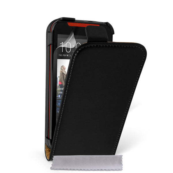Caseflex HTC Desire 310 Real Leather Flip Case - Black