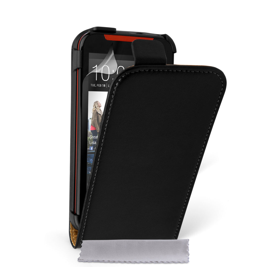 Caseflex HTC Desire 310 Real Leather Flip Case - Black