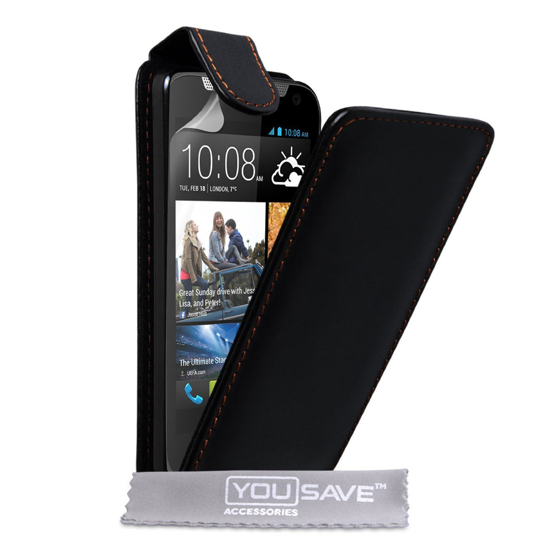 YouSave Accessories HTC Desire 310 Leather-Effect Flip Case - Black