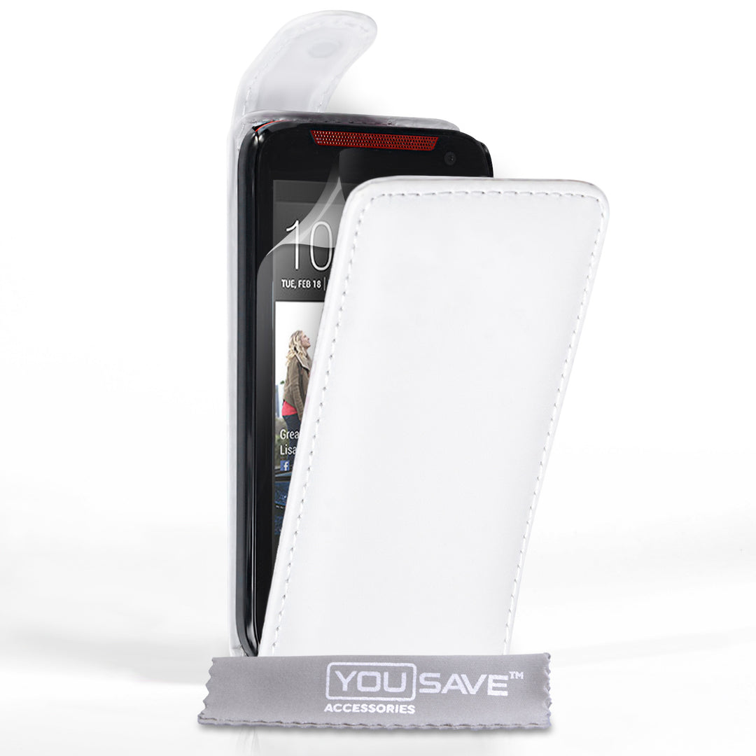 YouSave Accessories HTC Desire 310 Leather-Effect Flip Case - White