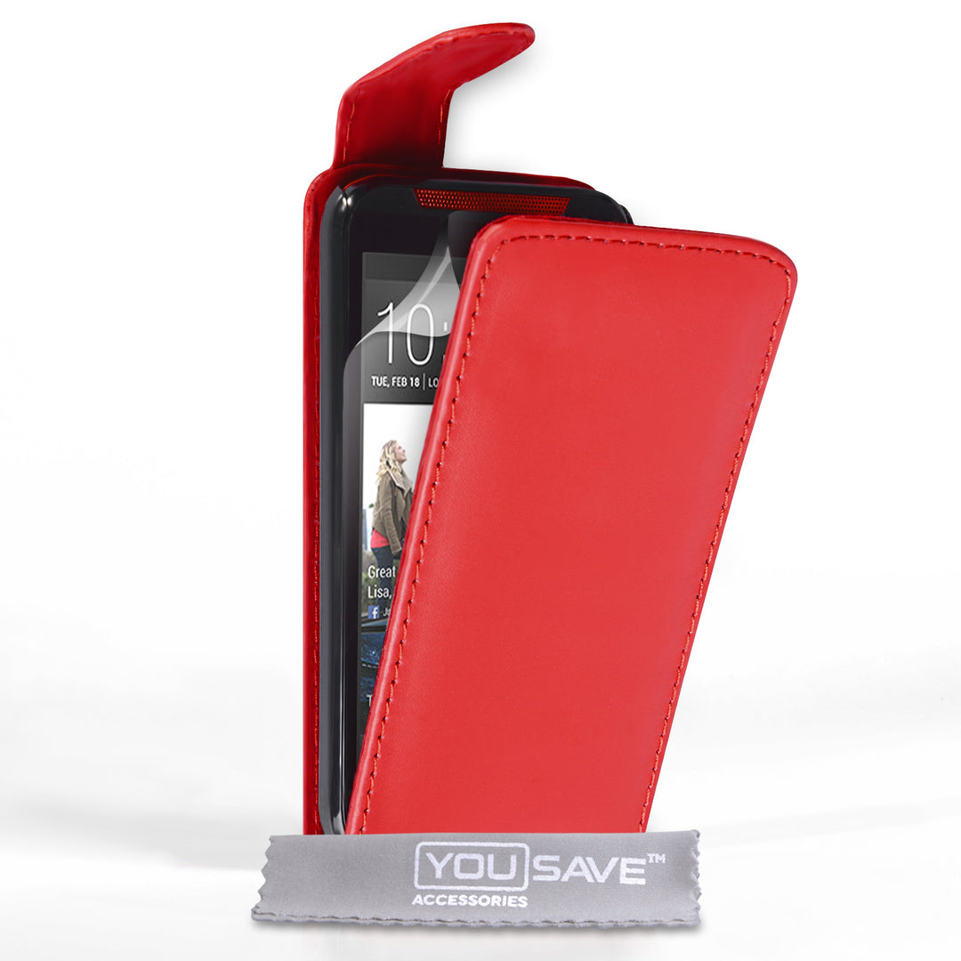 YouSave Accessories HTC Desire 310 Leather-Effect Flip Case - Red