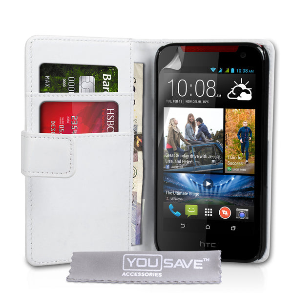 YouSave Accessories HTC Desire 310 Leather-Effect Wallet Case - White