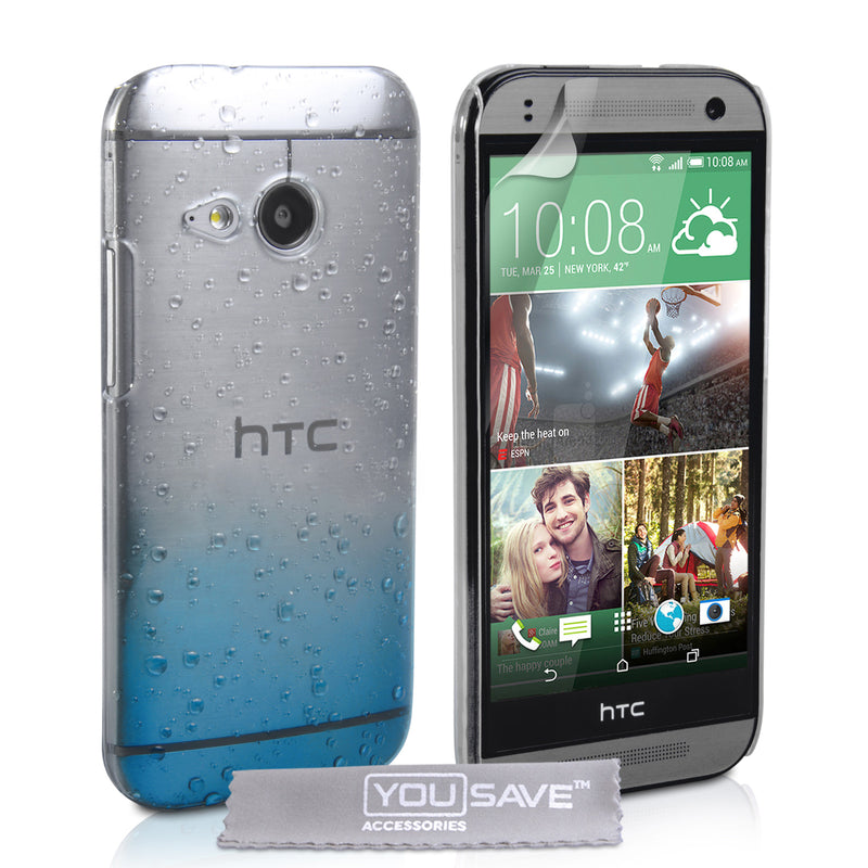 YouSave Accessories HTC One Mini 2 Raindrop Hard Case - Blue-Clear
