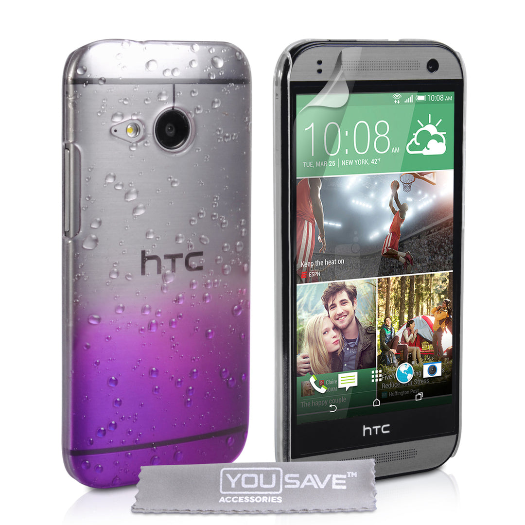 YouSave Accessories HTC One Mini 2 Raindrop Hard Case - Purple-Clear