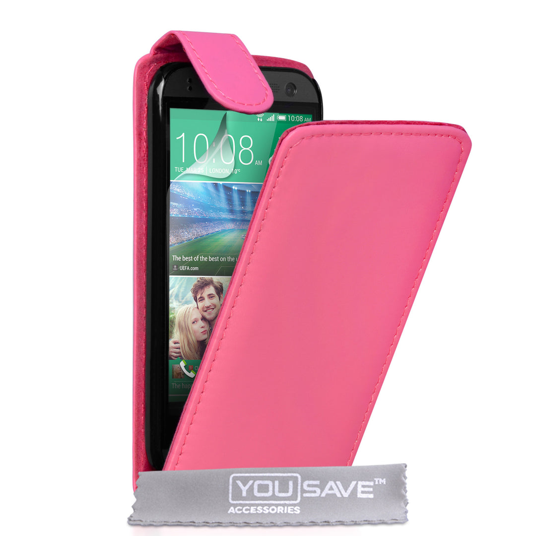 YouSave Accessories HTC One Mini 2 Leather-Effect Flip Case - Hot Pink