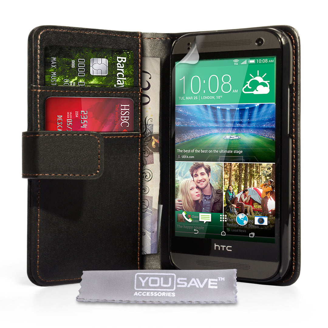 YouSave Accessories HTC One Mini 2 Leather-Effect Wallet Case - Black