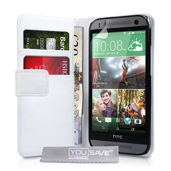 YouSave Accessories HTC One Mini 2 Leather-Effect Wallet Case - White