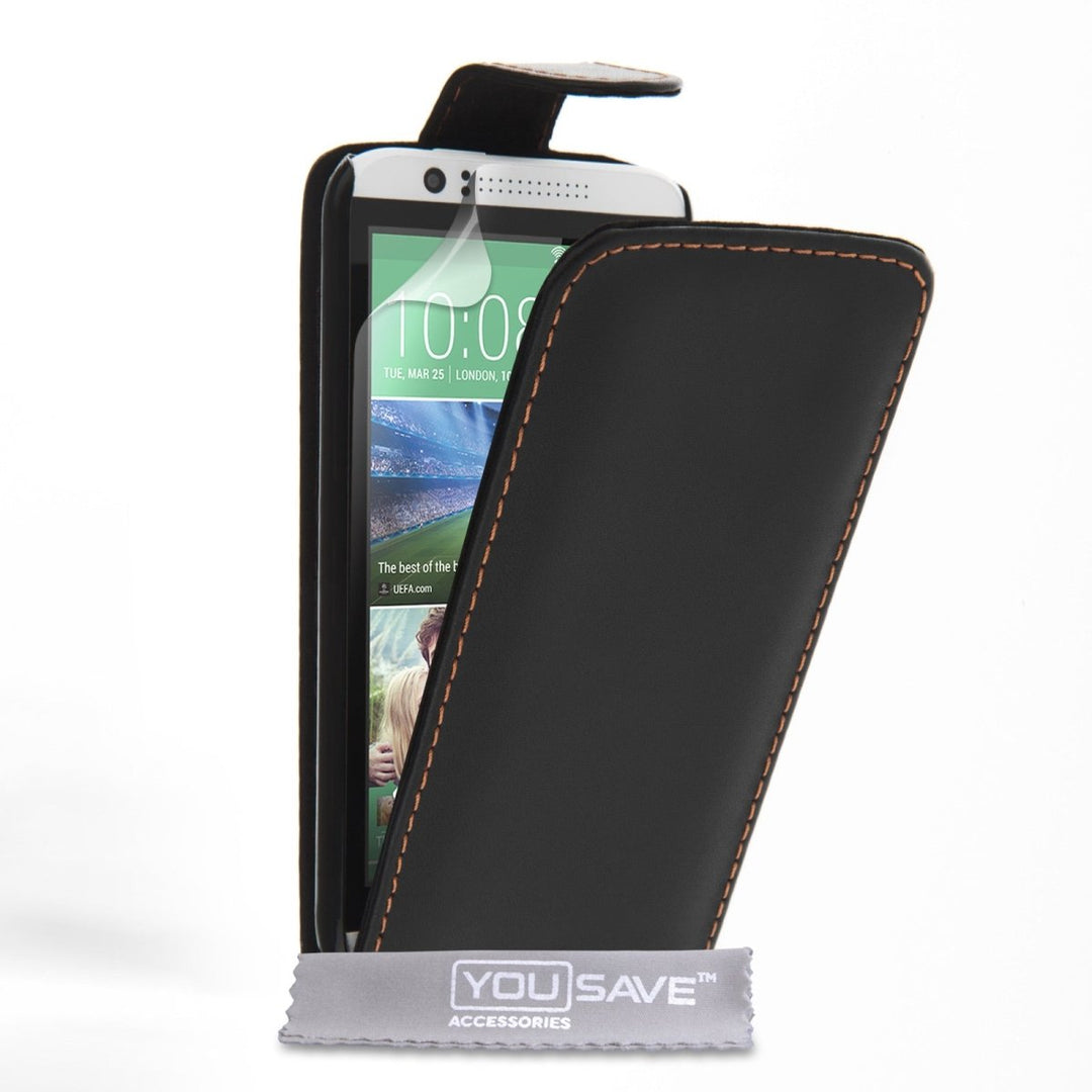 Yousave Accessories HTC Desire 510 Leather - Effect Flip Case - Black - Mobile Madhouse