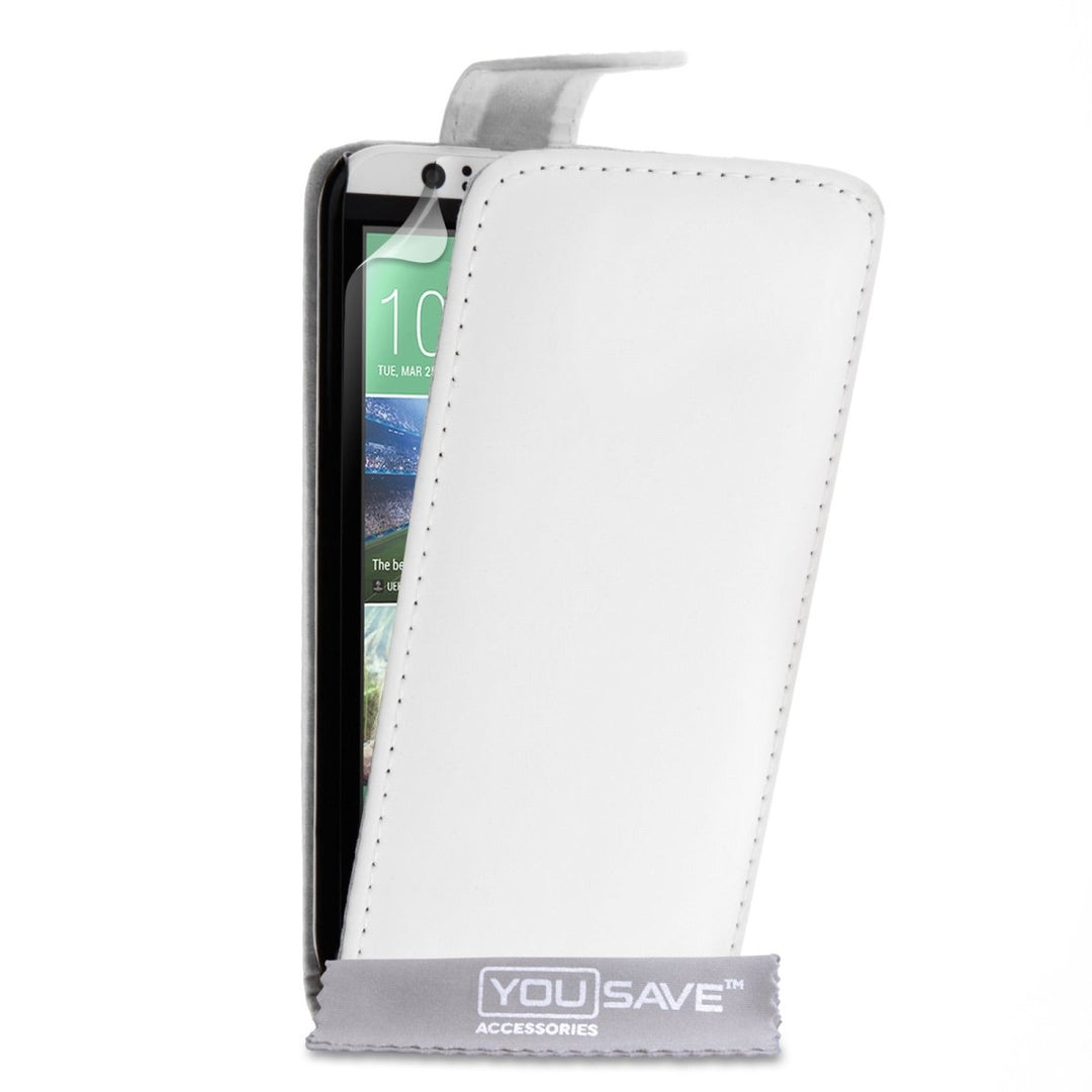 HTC Desire 510 Leather - Effect Flip Case - White - Mobile Madhouse