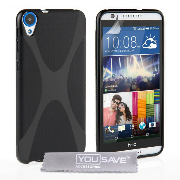 Yousave Accessories HTC Desire 820 Silicone Gel X - Line Case - Black - Mobile Madhouse
