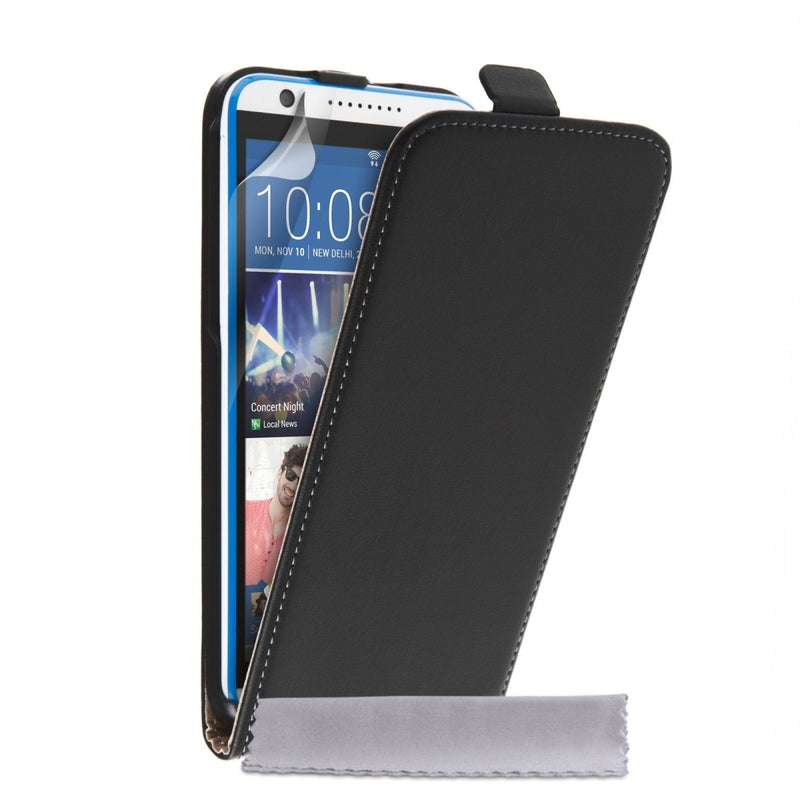 Caseflex HTC Desire 820 Real Leather Flip Case - Black - Mobile Madhouse