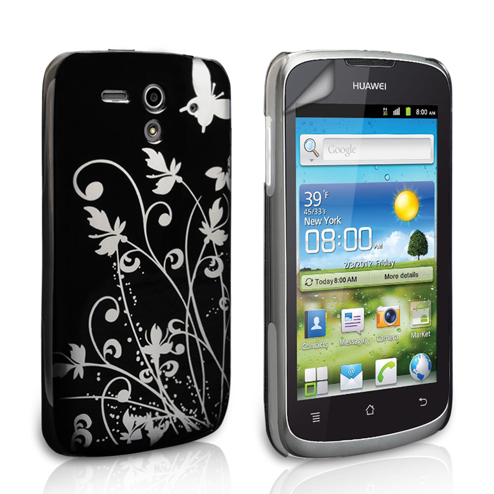 YouSave Accessories Huawei Ascend G300 Black Butterfly IMD Hard Case
