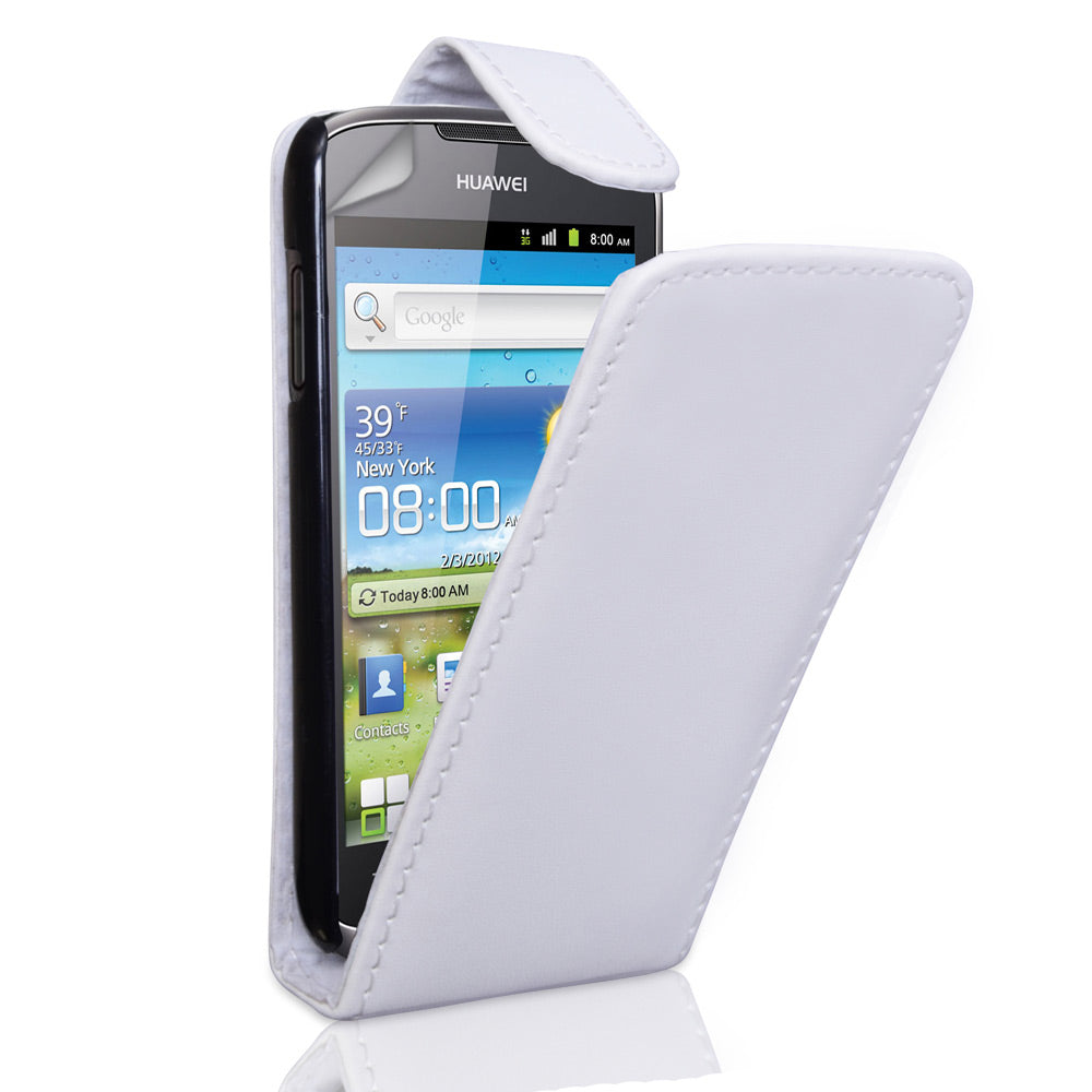 YouSave Accessories Huawei Ascend G300 White Leather Effect Flip Case