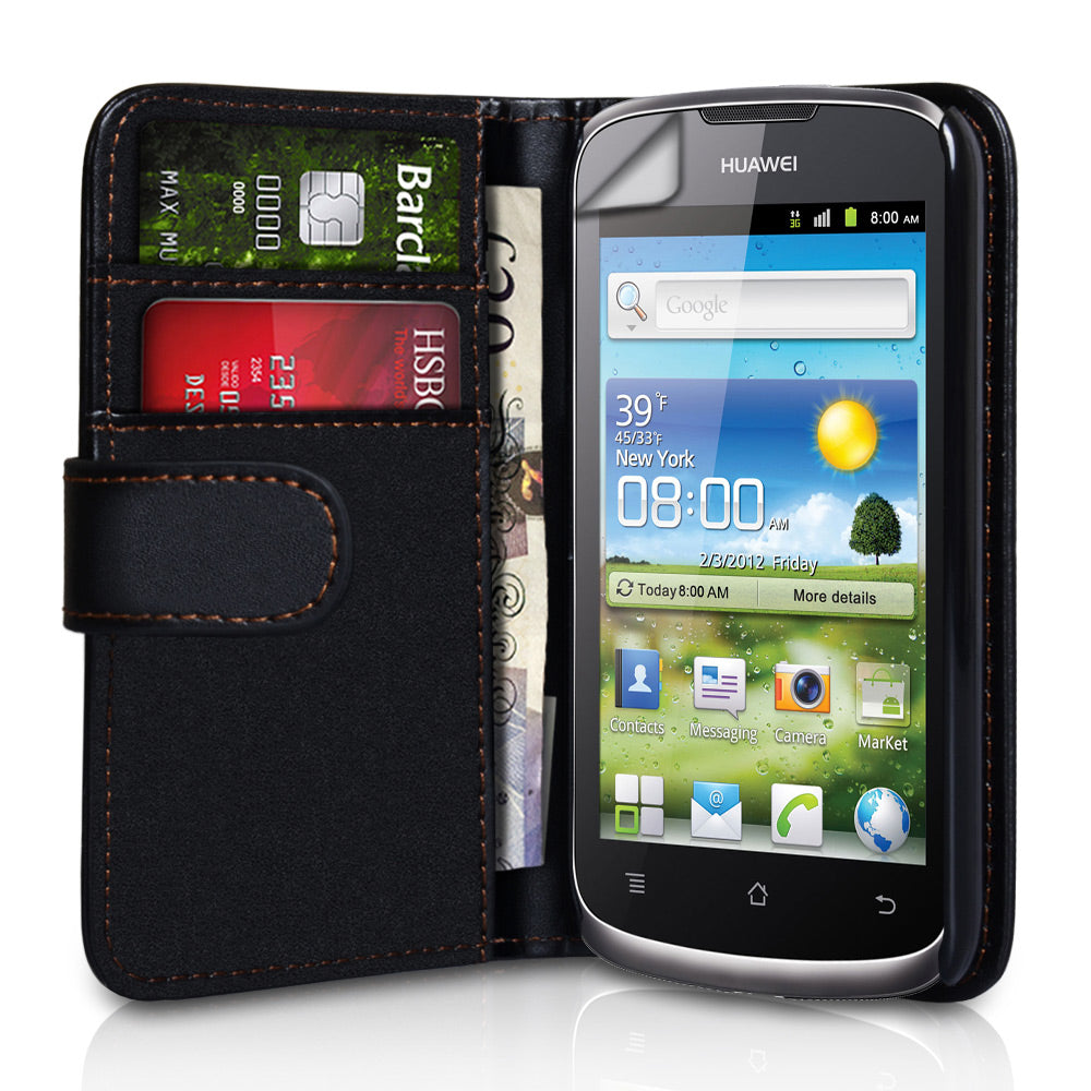 YouSave Huawei Ascend G300 Black Leather Effect Wallet Case