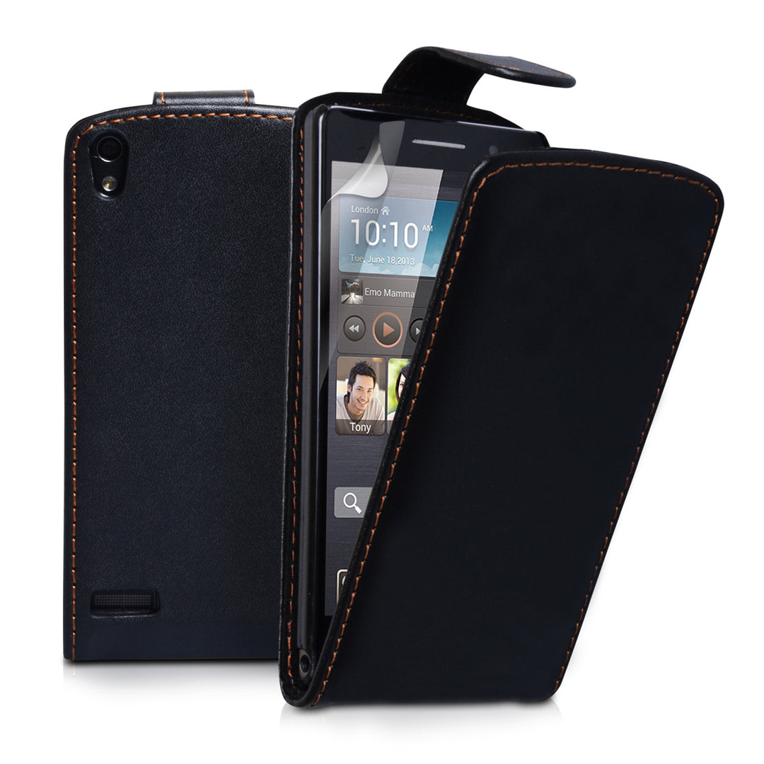 YouSave Accessories Huawei Ascend P6 Leather-Effect Flip Case - Black