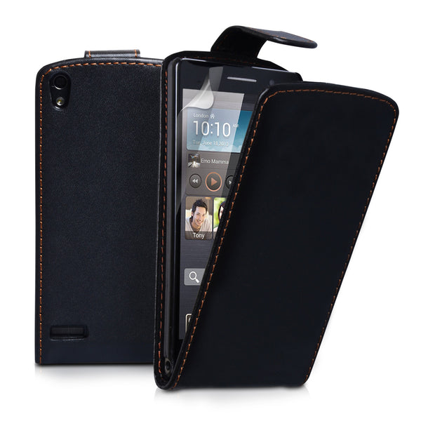 YouSave Accessories Huawei Ascend P6 Leather-Effect Flip Case - Black