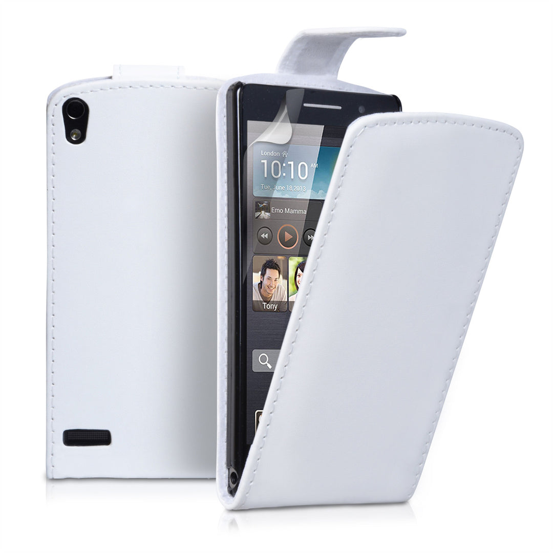 YouSave Accessories Huawei Ascend P6 Leather-Effect Flip Case - White