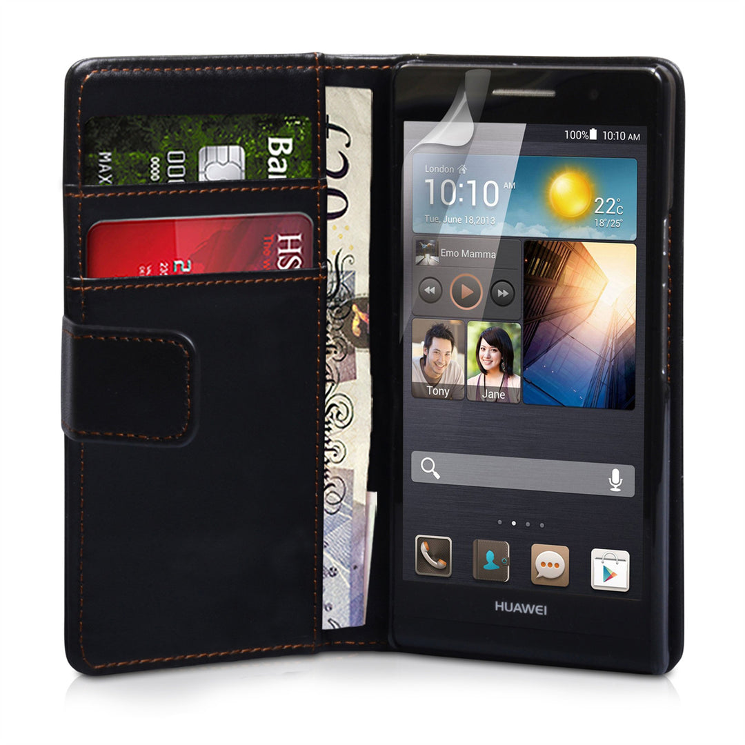 YouSave Huawei Ascend P6 Leather-Effect Wallet Case - Hot Pink