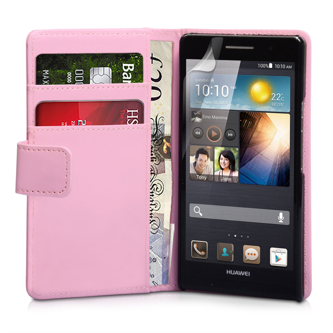 YouSave Huawei Ascend P6 Leather-Effect Flip Case - Baby Pink