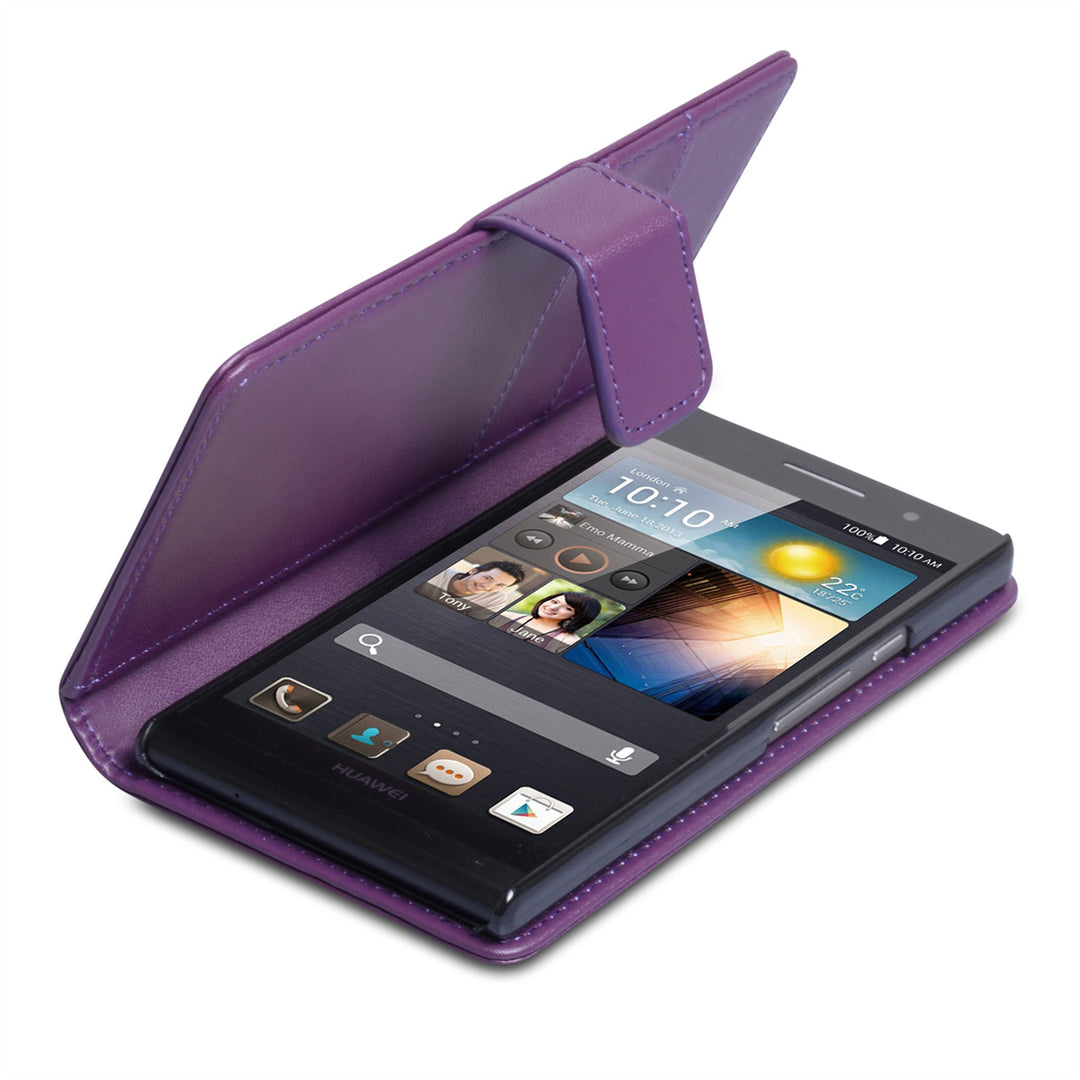 YouSave Accessories Huawei Ascend P6 Purple Leather Effect Wallet Case