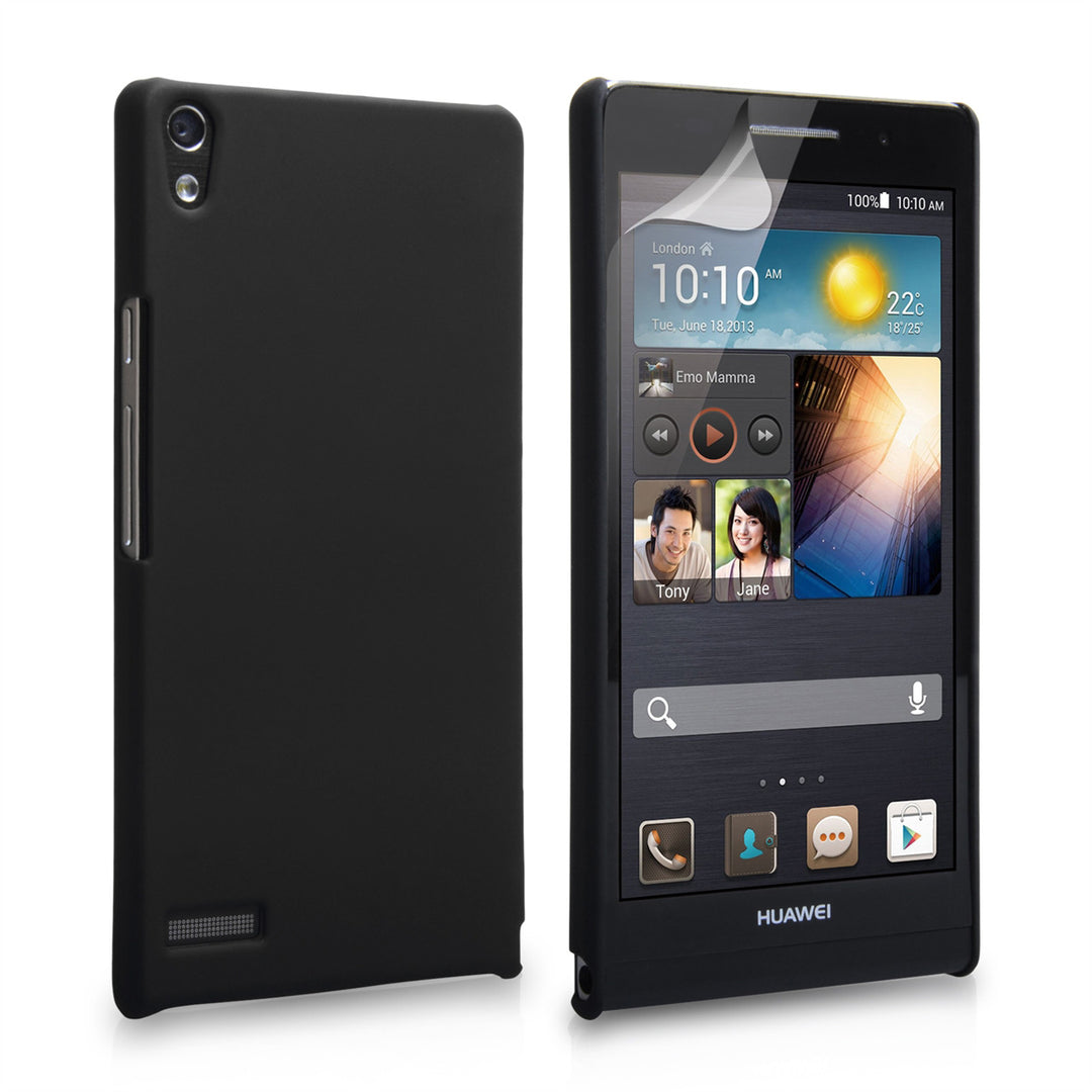 YouSave Accessories Huawei Ascend P6 Black Hybrid Hard Case 