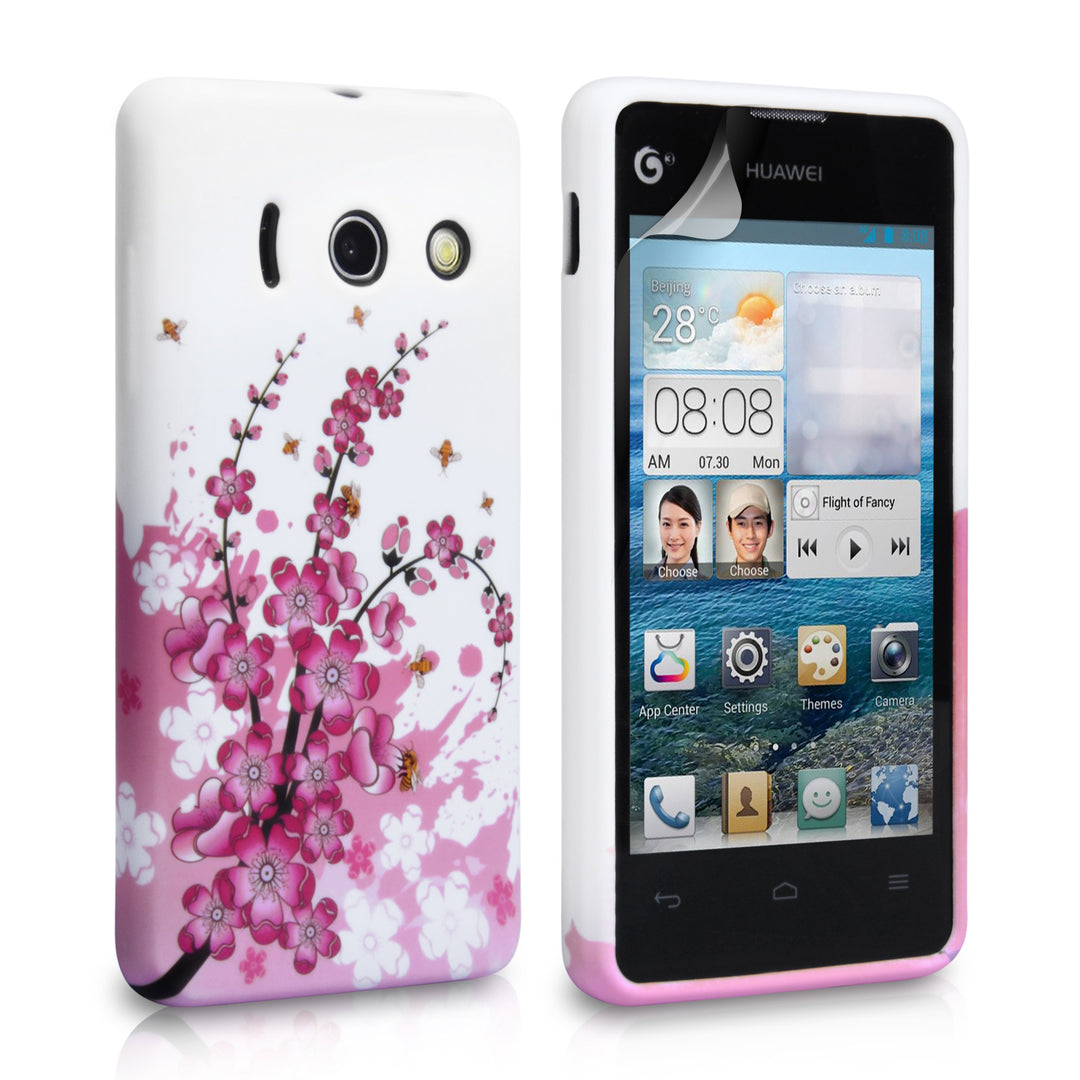 YouSave Accessories Huawei Ascend Y300 Floral Bee Silicone Gel Case