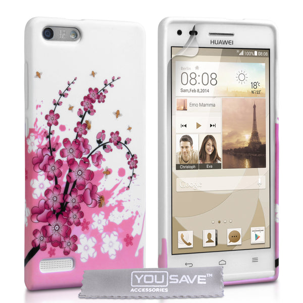 YouSave Accessories Huawei Ascend G6 Floral Bee Silicone Gel Case