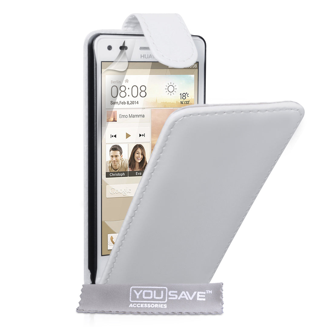 YouSave Accessories Huawei Ascend G6 Leather-Effect Flip Case - White