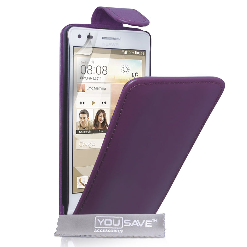 YouSave Accessories Huawei Ascend G6 Leather-Effect Flip Case - Purple
