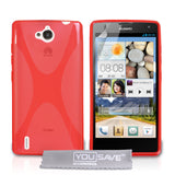 YouSave Accessories Huawei Ascend G740 Silicone Gel X-Line Case - Red