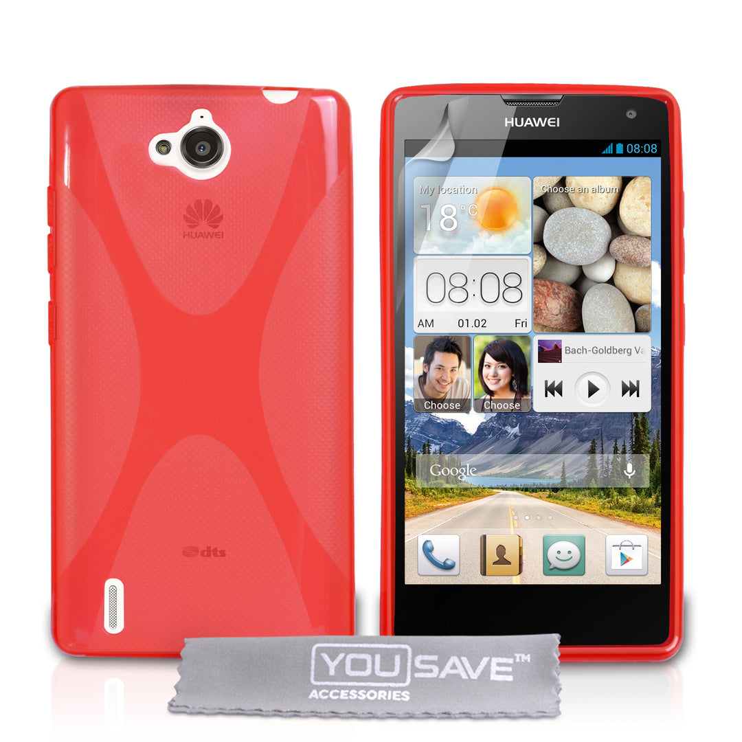 YouSave Accessories Huawei Ascend G740 Silicone Gel X-Line Case - Red