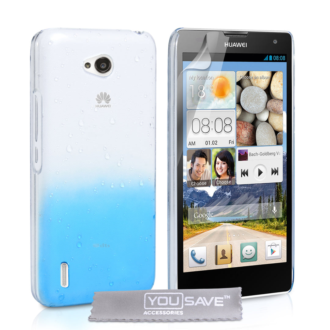 YouSave Accessories Huawei Ascend G740 Raindrop Hard Case - Blue-Clear