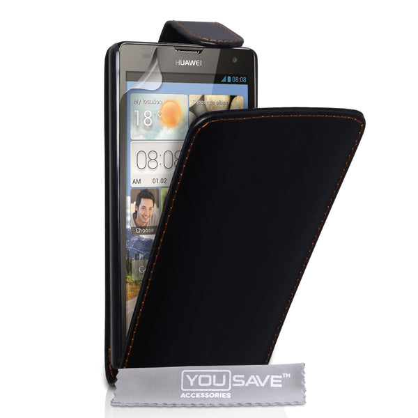 YouSave Huawei Ascend G740 Leather-Effect Flip Case - Black
