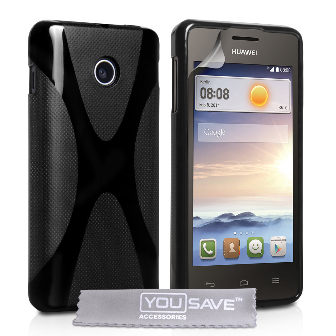 YouSave Huawei Ascend Y330 Silicone Gel X-Line Case - Black