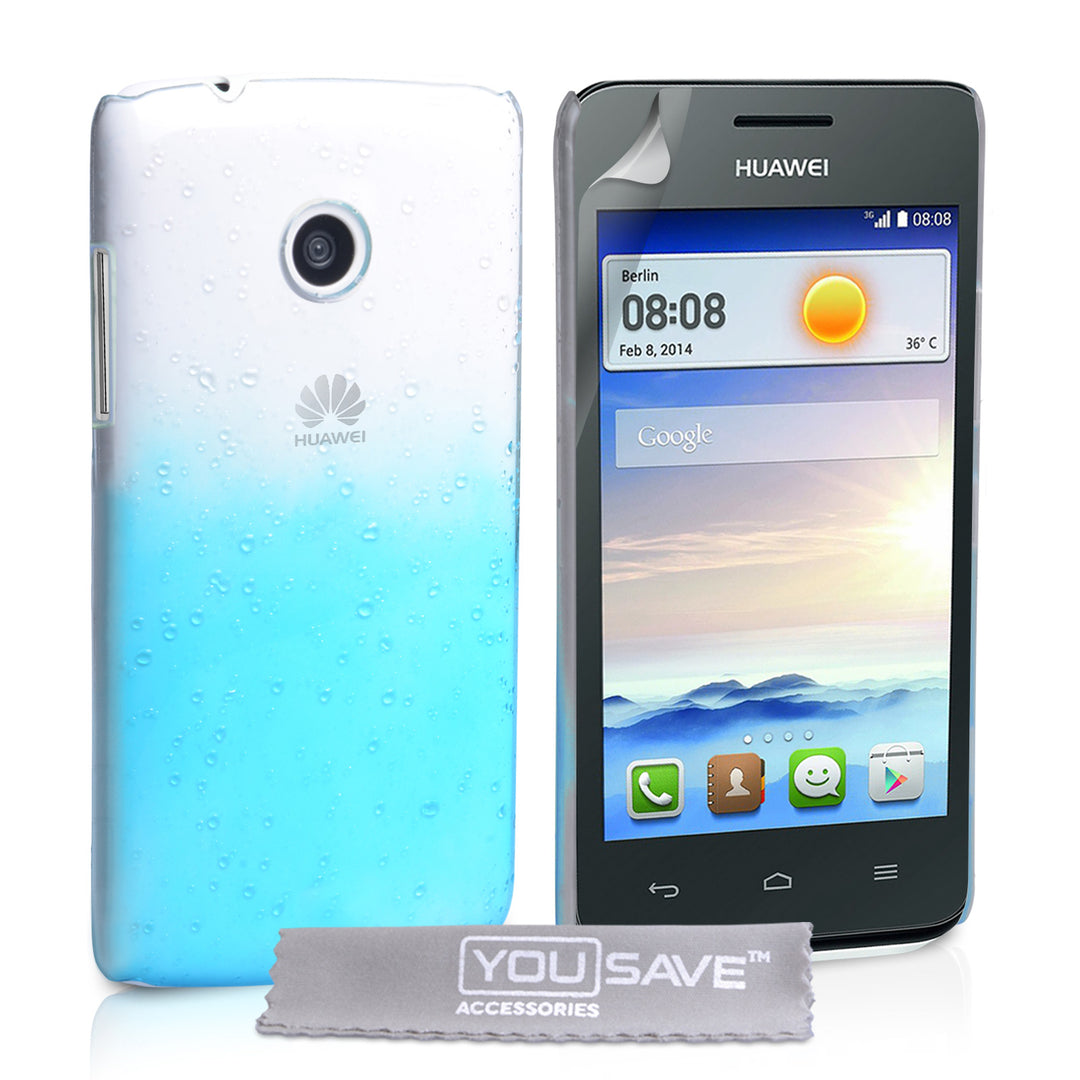 YouSave Accessories Huawei Ascend Y330 Raindrop Hard Case - Blue-Clear